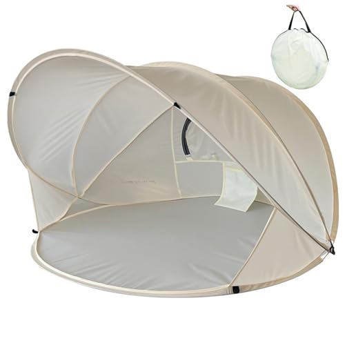 HYPIQQ Strandmuschel Pop Up Strandzelt UV Schutz Wurfzelt Wetter Leicht Strandzelt Für Garten Strand,Beige von HYPIQQ