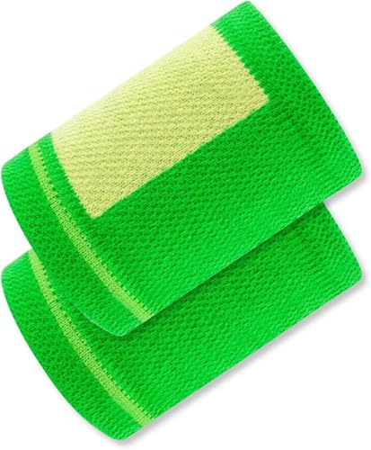 Handgelenk Schweißband, Baumwolle Sport Armband Schweißband Gym Fitness Laufen Handgelenk Unterstützung Tennis Volleyball Sport Sicherheit(Green Yellow) von HYQOUKLR