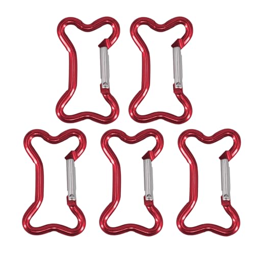 HYROOY Schlüsselanhänger aus Aluminiumlegierung, Knochenform, Karabiner, Taschenanhänger, Karabinerhaken, aus Aluminiumlegierung, Rot, 5 Stück von HYROOY