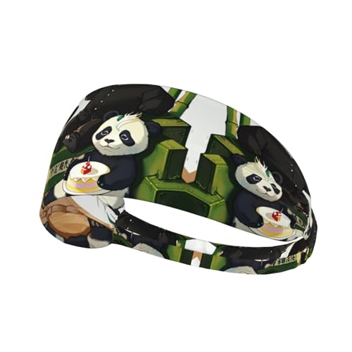Elastisches Aldult Übungs-Stirnband für Damen und Herren, feuchtigkeitsableitend, athletisch, zum Laufen, Trainieren, Pandas von Vater und Sohn von HYTTER