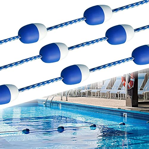 AOS Schwimmendes Sicherheitsseil für Schwimmbäder, Sicherheitstrennseil/Schwimmleine für Schwimmbecken, blau-weißer Schwimmball für eingebaute/oberirdische Pools, mit 2 Haken von HYXXRHSA