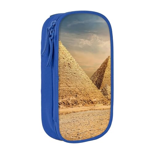 HZHUAOEG Ägyptische Pyramide in Wüste Federmäppchen für Schüler Mädchen Jungen Große Kapazität Federmäppchen mit großen Fächern für Schule Büro Schreibwaren Schwarz, blau, Einheitsgröße, Schulranzen von HZHUAOEG