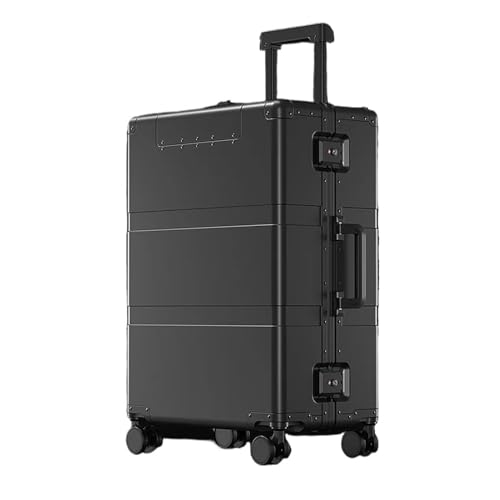 HZMNOI Koffer 24-Zoll-Öffnung Business Can Trolley-Koffer 20-Zoll-Boardingbox aus Aluminium-Magnesium-Legierung 28-Zoll-Gepäck mit Rädern (Color : Black, Size : 28") von HZMNOI