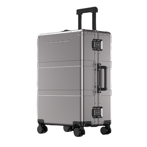 HZMNOI Koffer 24-Zoll-Öffnung Business Can Trolley-Koffer 20-Zoll-Boardingbox aus Aluminium-Magnesium-Legierung 28-Zoll-Gepäck mit Rädern (Color : Gray, Size : 20") von HZMNOI