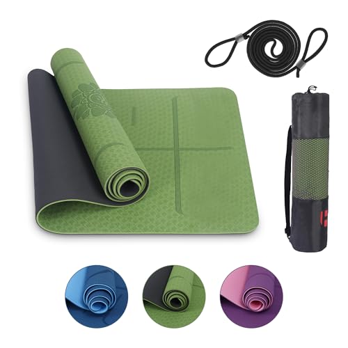 Premium Yogamatte Rutschfest 183x61 cm - Ökologische Sportmatte für Pilates & Yoga - Inkl. Tragegurt und Tasche - Ideal für Fitness & Gymnastik - Reise-Freundlich - Airex-kompatibel von Habib Gruppe