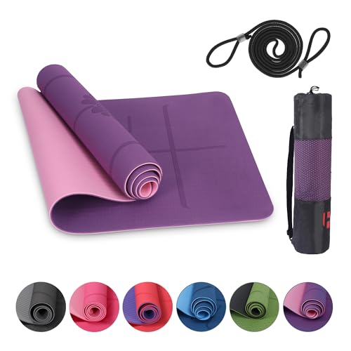 Premium Yogamatte Rutschfest 183x61 cm - Ökologische Sportmatte für Pilates & Yoga - Inkl. Tragegurt und Tasche - Ideal für Fitness & Gymnastik - Reise-Freundlich - Airex-kompatibel von Habib Gruppe