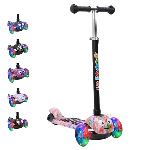 Habib Gruppe Kinderroller, 3-Räder, Kinderscooter für Jungen & Mädchen 3-8 Jahre mit LED-Rädern, Höhenverstellung, rutschfest, Max. 50 KG von Habib Gruppe