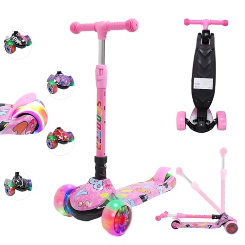 Kinderroller mit LED Leuchträdern, Klappbar Tretroller 3-12 Jahre, Höhenverstellbar Scooter für Mädchen & Jungen, Roller Kinder mit Rutschfesten Griffen & Hinterradbremse, Rosa Kunst Design Kinderroller mit LED Leuchträdern, Klappbar Tretroller 3-12 Jahre, Höhenverstellbar Scooter für Mädchen & Jungen, Roller Kinder mit Rutschfesten Griffen & Hinterradbremse, Rosa Kunst Design von Habib Gruppe