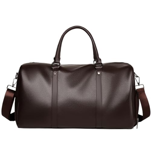 Reisetasche 17-Zoll-Handgepäck-Reisetasche Für Herren, Reise-Weekend-PU-Tasche Mit Schuhfach Sporttasche (Color : Brown, Size : 44 * 21 * 24cm) von Habrur