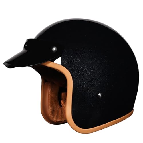 Halbschalenhelm Motorradhelm Jethelm 3/4 Helm Mit Abnehmbarer Krempe Motorrad Integrierter Helm Roller-Helm Scooter-Helm Half Helm ECEDOT Zertifizierung Für Herren Damen 3,XL:61-62CM von HaiBing