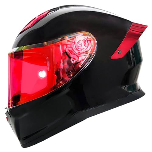 Integralhelm Motorradhelm Rollerhelm DOT/ECE Zertifiziert Touring Street Mopedhelm Scooter Helm Für Erwachsene Frauen Männer Mit Sonnenblende Vollvisierhelm Motocross Helm 5,L:59-60CM von HaiBing