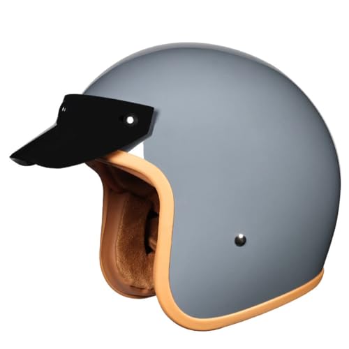 Jethelm Halbschalenhelm Retro Motorrad Halbhelm Herren Damen ECEDOT-Zulassung Offener Helm Cruiser Chopper Motorradhelm Mit Abnehmbarer Krempe Scooter Helm Rollerhelm 12,L:59-60CM von HaiBing