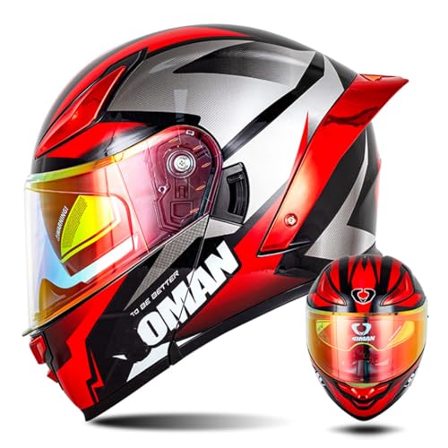 Klapphelm Integralhelm Motorradhelm Mit Doppelvisier Vollgesichts Motorrad Rennhelm Für Frauen Männer ECE/DOT Zertifiziert Moped Street Racing Motocross Helm 7,XXL:63-64CM von HaiBing