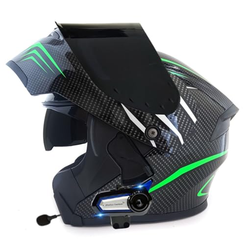 Klapphelm Mit Bluetooth Motorradhelm Herren Damen DOT/ECE Zertifiziert Integrierter Helm Motocross Helm Für Männer Frauen Mit Doppelvisier Flip Vollvisierhelm Rollerhelm 12,XXL:63-64CM von HaiBing