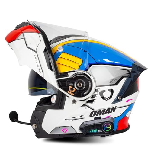 Klapphelm Mit Bluetooth Motorradhelm Integralhelm Damen Herren Mit Doppelvisier Multifunktional Motocross Helm Motorrad Schutzhelm ECE/DOT Zertifiziert Flip Vollvisierhelm 2,3XL:65-66CM von HaiBing