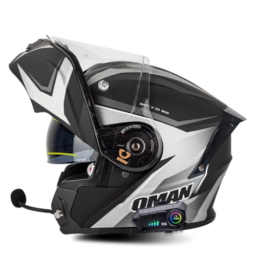 Klapphelm Mit Bluetooth Motorradhelm Integralhelm Damen Herren Mit Doppelvisier Multifunktional Motocross Helm Motorrad Schutzhelm ECE/DOT Zertifiziert Flip Vollvisierhelm 8,M:57-58CM von HaiBing