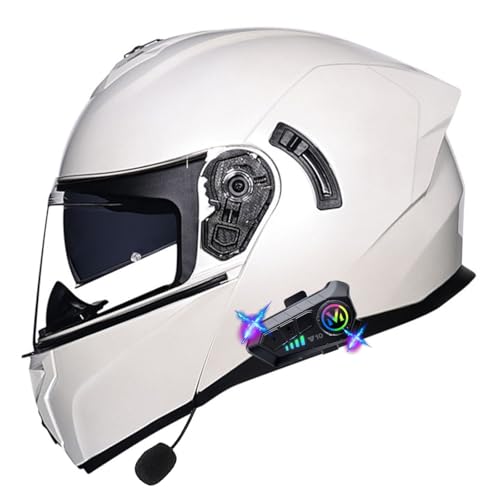 Klapphelm Motorrad Herren Mit Bluetooth Motorradhelm Herren Damen Mit Doppelvisier Modularhelm Integralhelm Bluetooth Helme DOT/ECE-Zugelassener Motocross Helm 3,L:59-60CM von HaiBing