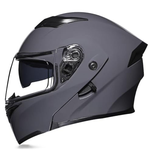 Klapphelme Motorradhelm Mit Doppelvisier Modularer Integralhelm Motorradhelm DOT/ECE-Zertifiziert Leicht Mopeds Roller Flip Vollvisierhelm Racing Helm Für Männer Und Frauen 4,M:57-58CM von HaiBing