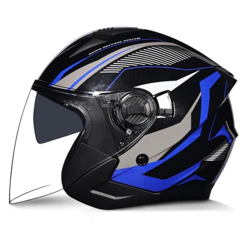 Motorrad 3/4 Helm Retro Motorrad Helm Sturzhelm DOT/ECE Zertifiziert Motorradhelm Jethelm Mit Doppelvisier Offenem Helm Für Roller Cruiser Moped Scooter Damen Herren 3,XL:61-62CM von HaiBing