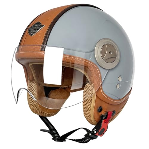 Motorrad Halbschalen Halbhelm Halbschalenhelm Mit ECE-Zulassung 3/4 Motorradhelm Jethelme Brain-Cap Männer Frauen Mit Visier Offener Helm Für Bike Cruiser Moped Scooter 10,XXL:63-64CM von HaiBing