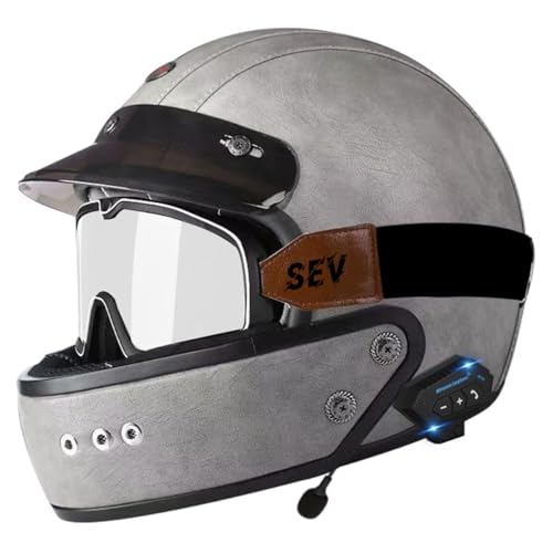 Motorradhelm Motorrad Integralhelm Für Damen Herren Mit Sun Visor Bluetooth Hohe Qualität Helm Motocross Helm DOT/ECE Zertifiziert Vollvisierhelm Für Automatische Reaktion 15,XXL:63-64CM von HaiBing