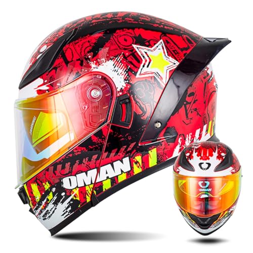 Motorradhelm Motorrad Klapphelm Für Männer Und Frauen Mit Doppelvisier Integralhelm Sturzhelm ECE/DOT Zertifiziert Flip Vollvisierhelm Motorrad Helm 13,XL:61-62CM von HaiBing