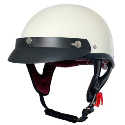 Retro Motorrad Halbhelme Motorradhelm Für Herren Damen DOT/ECE Zulassung Lederhelm Deutschen Stil Jethelm Rollerhelm Mit Schnellverschluss Schnalle Cooter-Helm Offenem Helm 15,L:59-60CM von HaiBing