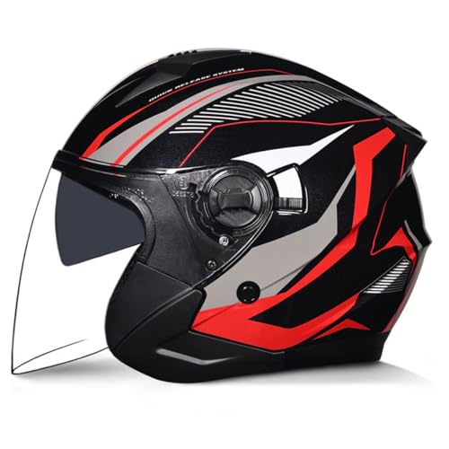 Retro Motorrad Halbhelme Motorradhelm Für Herren Damen ECE/DOT Zertifizierung Winddichter Jethelm Mit Visier Halbschalenhelm Für Bike Cruiser Scooter Offenem Helm 9,L:59-60CM von HaiBing