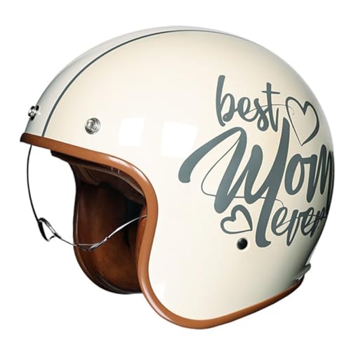 Retro Motorrad Helm Halbhelme Jethelm Roller-Helm DOT/ECE-Zertifizierter Brain-Cap Offenem Motorradhelm Mit Visier Halbschalenhelm Schutzhelm Für Erwachsene Herren Damen 2,XXL:63-64CM von HaiBing