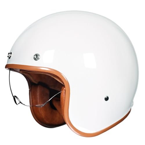 Retro Motorrad Helm Halbhelme Jethelm Roller-Helm DOT/ECE-Zertifizierter Brain-Cap Offenem Motorradhelm Mit Visier Halbschalenhelm Schutzhelm Für Erwachsene Herren Damen 4,XXL:63-64CM von HaiBing