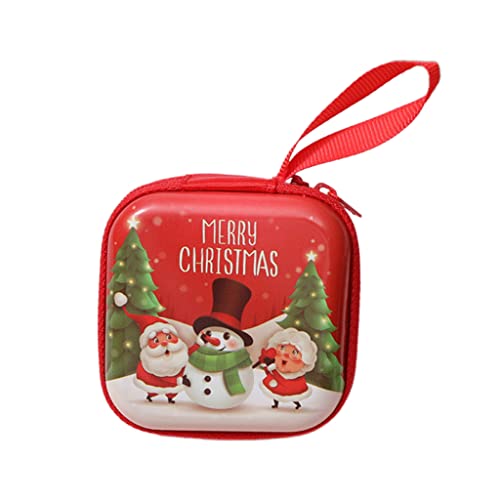 Weihnachts-Aufbewahrungstasche, Cartoon-Druck, Münzbörse für kreative quadratische Weißblech-Tasche mit für Münzkarten, Süßigkeiten, quadratische Aufbewahrungstasche, B von Haipink