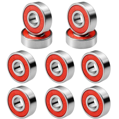 Hajimia Skateboardzubehör Skateboardlager Doppelabschützte Kugellager 608RS- ABEC-7-Ersatzteile rot 10pcs von Hajimia