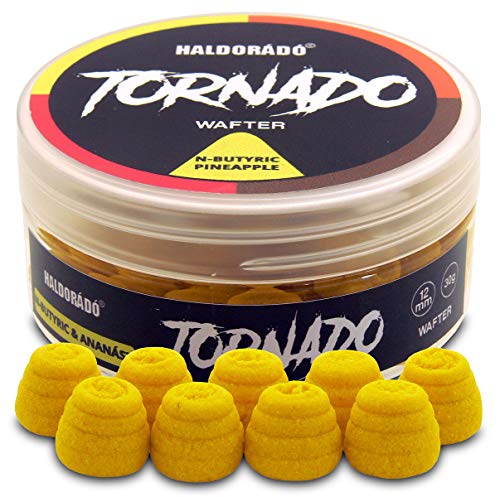 Haldorado Tornado Rauchender Oder Blutender Pellet-Boilie-Köder, Wafters zum Karpfenangeln, Spezielle Form, 100 % Biologisch Abbaubar, 12 mm Breit und 11 mm Lang, N-Butyric+Ananas, Gelb Haldorado Tornado Rauchender Oder Blutender Pellet-Boilie-Köder, Wafters zum Karpfenangeln, Spezielle Form, 100 % Biologisch Abbaubar, 12 mm Breit und 11 mm Lang, N-Butyric+Ananas, Gelb von Haldorado