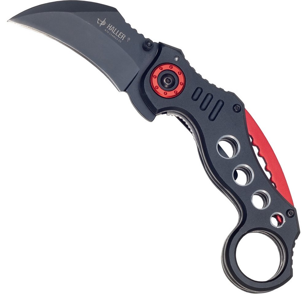 Haller Messer Taschenmesser Karambit Messer Red Circle Liner Lock Clip von Haller Messer