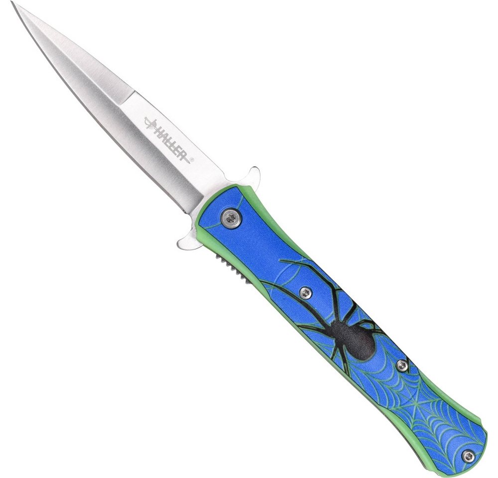 Haller Messer Taschenmesser Stilettoart Einhand blau glowing in the dark Clip von Haller Messer