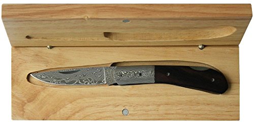 Haller Unisex – Erwachsene Damast-Taschenmesser Ebenholzgriff, braun, one Size Haller Unisex – Erwachsene Damast-Taschenmesser Ebenholzgriff, braun, one Size von Budoten