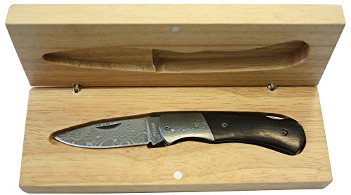 Haller Unisex – Erwachsene Damast-Taschenmesser Ebenholzgriff, braun, one Size Haller Unisex – Erwachsene Damast-Taschenmesser Ebenholzgriff, braun, one Size von Budoten