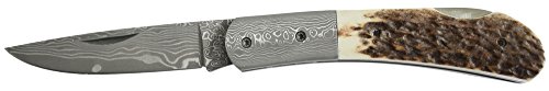 Haller Unisex – Erwachsene Damast-Taschenmesser Hirschhorngriff, braun, one Size Haller Unisex – Erwachsene Damast-Taschenmesser Hirschhorngriff, braun, one Size von Budoten