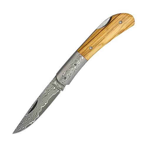 Haller Unisex – Erwachsene Damast-Taschenmesser Olivenholzgriff, braun, one Size Haller Unisex – Erwachsene Damast-Taschenmesser Olivenholzgriff, braun, one Size von Budoten