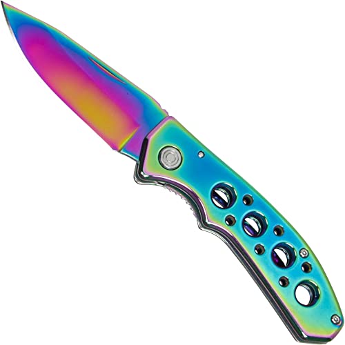 Budoten Haller Taschenmesser Rainbow 8,5 cm Edelstahl Klinge, Regenbogenfarben Griff, Liner Lock, 85 mm, Faltbar, Unisex, Wiederverwendbar Budoten Haller Taschenmesser Rainbow 8,5 cm Edelstahl Klinge, Regenbogenfarben Griff, Liner Lock, 85 mm, Faltbar, Unisex, Wiederverwendbar von Budoten