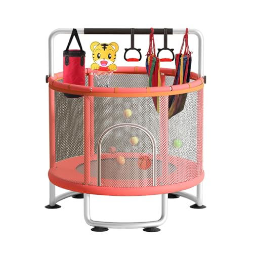 Haloppe Kleinkind-Trampolin für Kinder im Alter von 1–8 Jahren, rostfreies Kleinkind-Trampolin mit Sicherheitsnetz, 152,4 cm, verstellbares Baby-Trampolin-Spielzeug mit Basketballkorb, Schaukel, von Haloppe