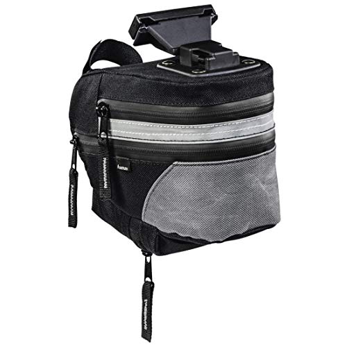 Hama Fahrrad Satteltasche (Fahrradtasche mit Schnellverschluss, Rahmentasche abnehmbar, erweiterbar, 2 – 2,8 l Volumen) schwarz von Hama