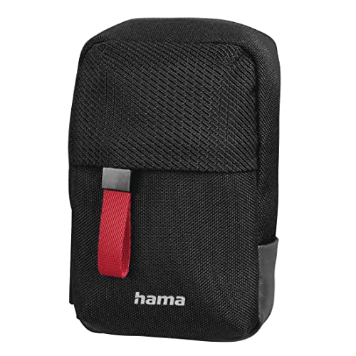 Hama Kameratasche "Matera" 60H (kleine Fototasche mit Nackengurt und Gürtelschlaufe, Kameratasche für kleine Digitalkameras, Umhängetasche, mit Tragegurt und Zubehörfächern, recyceltes PET) schwarz von Hama