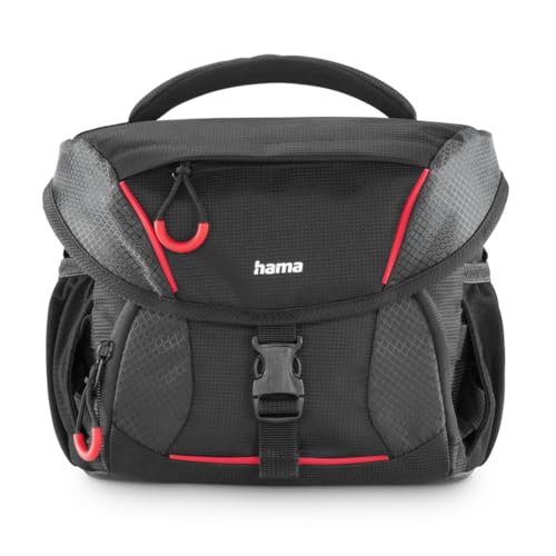 Hama Kameratasche (Fototasche für digitale SLR Kameras mit Zubehör, Halterung für Kamerastativ, Regenschutz, gepolstert, mit Tragegriff, Trolleyband, abwischbarer Boden, ergonomisch) schwarz von Hama