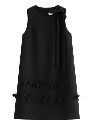 Rock Damen Langer Taille Skirt Linie Falten Damen Ärmelloses Knielanges Kleid S Schwarz von Hameadner