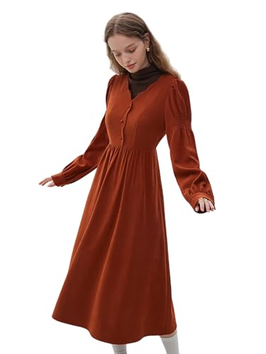 Rock Damen Langer Taille Skirt Linie Falten Langarm-Kleid Für Bürodamen Für Frauen M OrangeRed von Hameadner