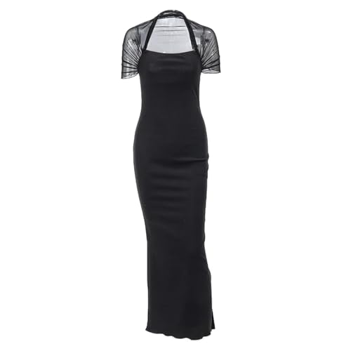 Rock Damen Langer Taille Skirt Linie Falten Schwarzes, Schmales Maxikleid Für Damen Mit Ausgehöhltem Rücken, Lange Kleider L Schwarz von Hameadner