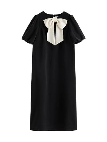 Rock Damen Langer Taille Skirt Linie Falten Schwarzes Kleid Mit Schleife Für Damen Xs Schwarz von Hameadner