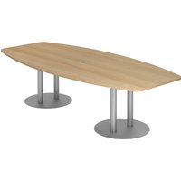 Hammerbacher Konferenztisch KT-Serie (Dekor: Eiche|Tischplatte: 280 x 130|Tischbein: Säulenfuß Silber) von Hammerbacher