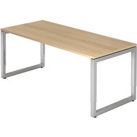 Hammerbacher Schreibtisch R-Serie (Tischplatte: 180 x 80|Gestellfarbe: Silber|Dekor: Eiche) von Hammerbacher